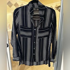 Navy & white button down